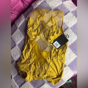 Thistle and spire flame marigold body suit size large